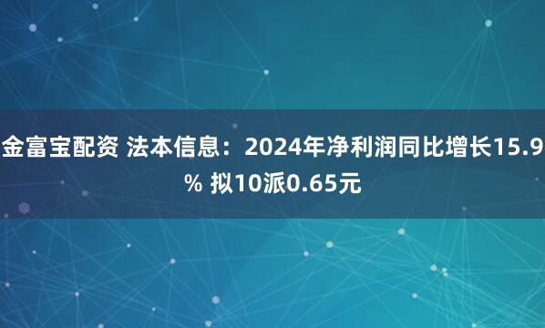 金富宝配资 法本信息：2024年净利润同比增长15.9% 拟10派0.65元